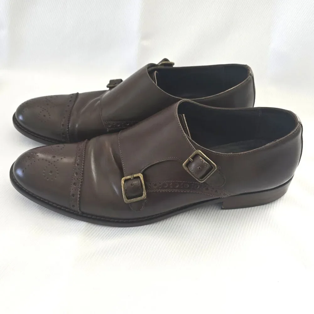 👞 Bruno Magli Alfanzo Shoes – Men's 11M – Dark Brown Monk Strap – Italy Leather